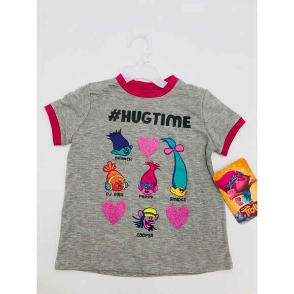 Brand New Trolls Hug‎ Time By Dream Works Girls Short Sleeve T-shirt Size 5 - Picture 6 of 7
